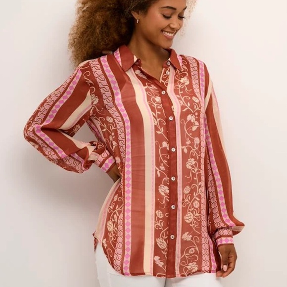 Cream Tops - $120 Cream shirt in Redwood Burl Print